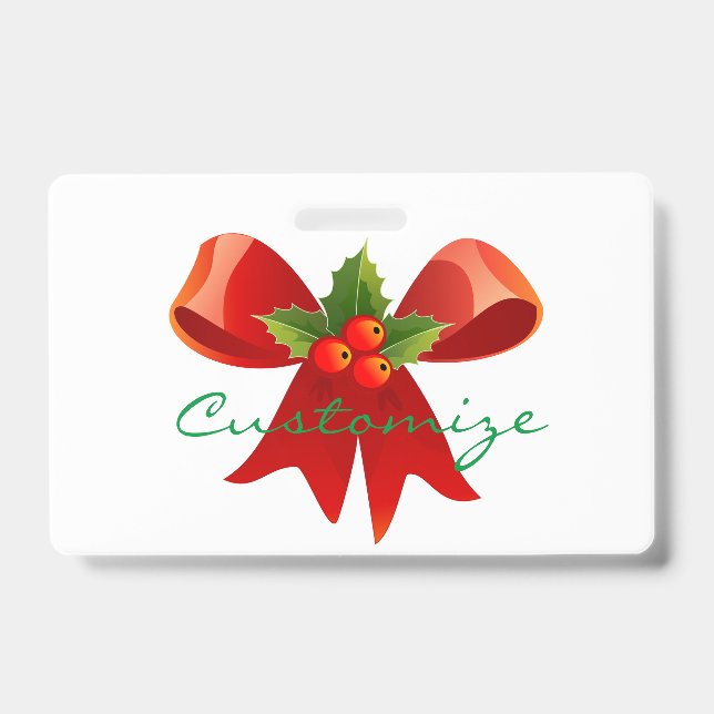Red Ribbon Bow Holly Thunder_Cove ID Badge (Front)