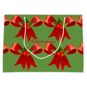 Red Ribbon Bow Holly Thunder_Cove Large Gift Bag
