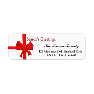 Red ribbon bow Season's Greetings