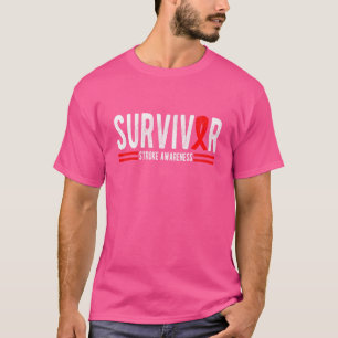 Red Ribbon Brain Attack Awareness Stroke Survivor T-Shirt