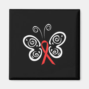 Red Ribbon Butterfly Blood Cancer HIV AIDS Awarene Magnet