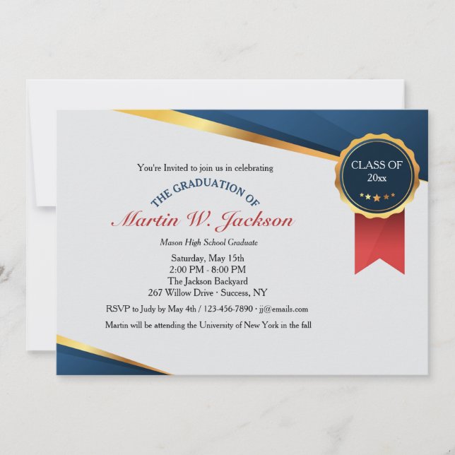 Red Ribbon Certificate Graduation Invitation (Front)