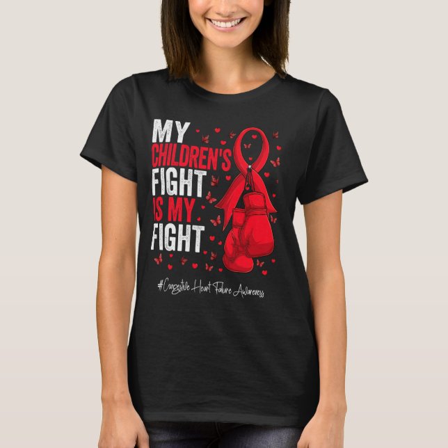 Red Ribbon Children Congestive Heart Failure Aware T-Shirt (Front)
