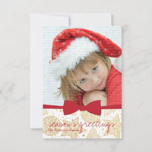 Red Ribbon Christmas Holiday Photo Card