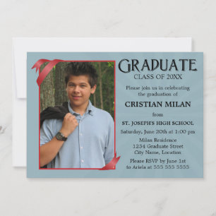 Red Ribbon Class of Graduation Invitation