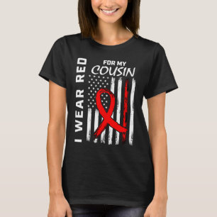 Red Ribbon Cousin Heart Disease Awareness American T-Shirt