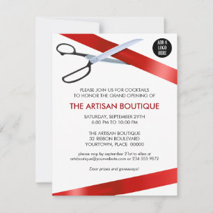 Red Ribbon Cutting Grand Opening Invitation
