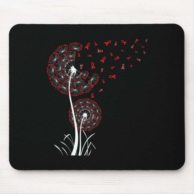 Red Ribbon Dandelion Heart Disease Blood Cancer Aw Mouse Mat (Front)