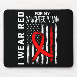 Red Ribbon Daughter In Law Heart Disease Awareness Mouse Mat