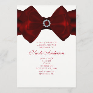 Red Ribbon & Diamonds Bling Elegant Invitations