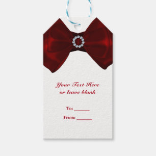 Red Ribbon & Diamonds Bling Elegant Party Favour Gift Tags