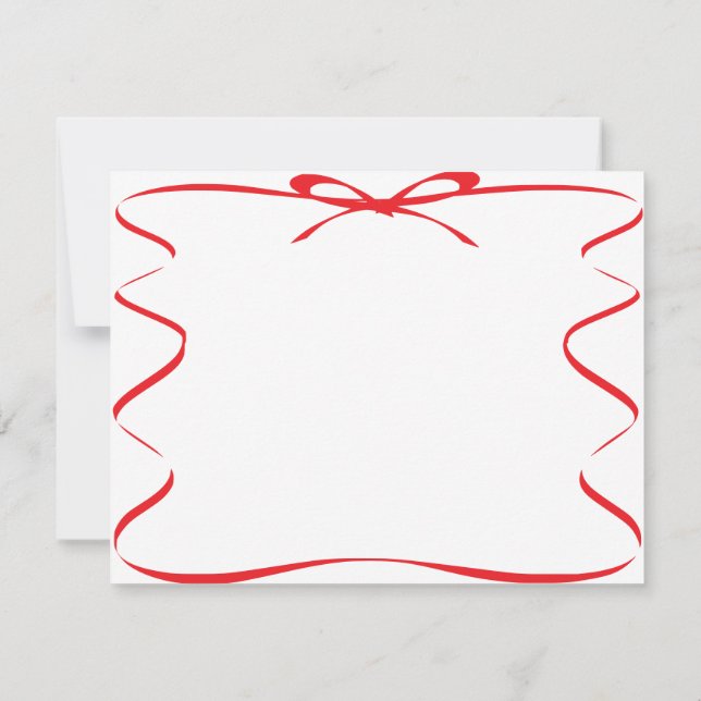 Red Ribbon Drawing Blank Note Card (Back)