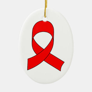 Red Ribbon Drawing Ceramic Tree Decoration