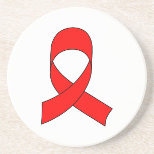 Red Ribbon Drawing Coaster