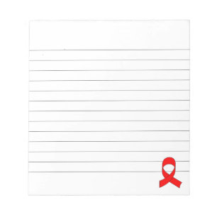 Red Ribbon Drawing Lined Notepad