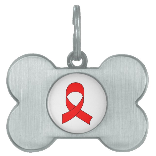 Red Ribbon Drawing Pet Name Tag (Front)