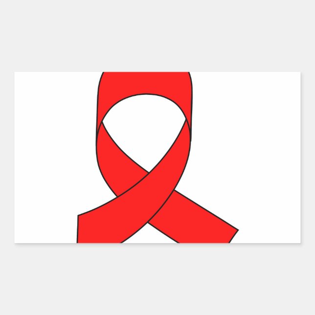 Red Ribbon Drawing Rectangular Sticker (Front)