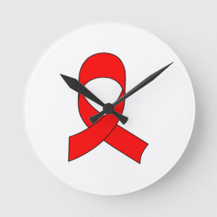 Red Ribbon Drawing Round Clock