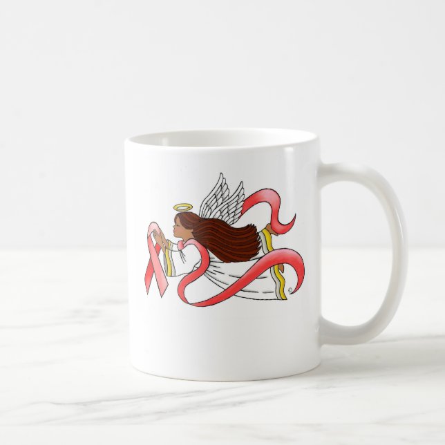 "Red Ribbon"  Ethnic Awareness Angel Coffee Mug (Right)