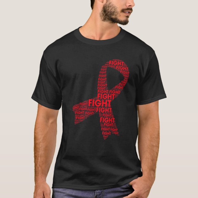 Red Ribbon Fight Hiv Aids Awareness Support Month  T-Shirt (Front)