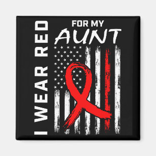 Red Ribbon For My Aunt Heart Disease Awareness Fla Magnet