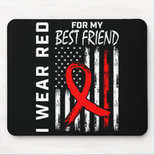 Red Ribbon For My Best Friend Heart Disease Awaren Mouse Mat