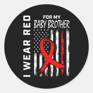 Red Ribbon For My Brother Heart Disease Awareness Classic Round Sticker