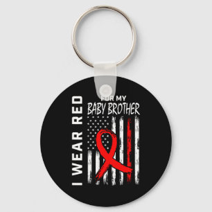 Red Ribbon For My Brother Heart Disease Awareness  Key Ring