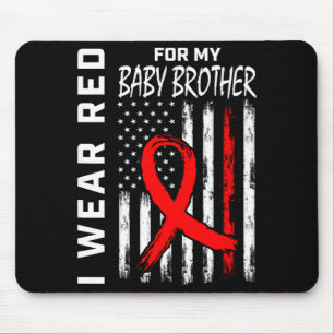 Red Ribbon For My Brother Heart Disease Awareness Mouse Mat