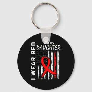 Red Ribbon For My Daughter Heart Disease Awareness Key Ring