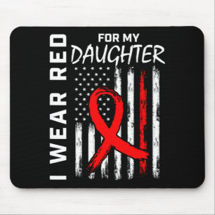 Red Ribbon For My Daughter Heart Disease Awareness Mouse Mat