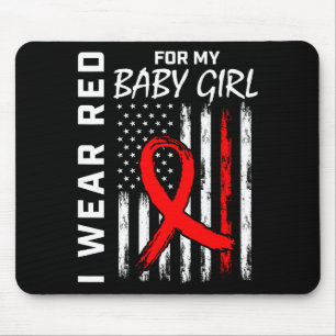 Red Ribbon For My Daughter Heart Disease Awareness Mouse Mat