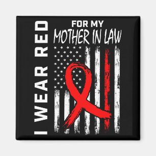 Red Ribbon For My Mother In Law Heart Disease Awar Magnet