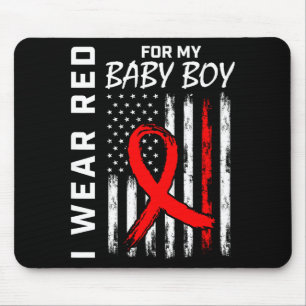 Red Ribbon For My Son Heart Disease Awareness Flag Mouse Mat