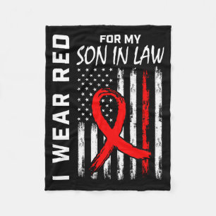 Red Ribbon For My Son In Law Heart Disease Awarene Fleece Blanket