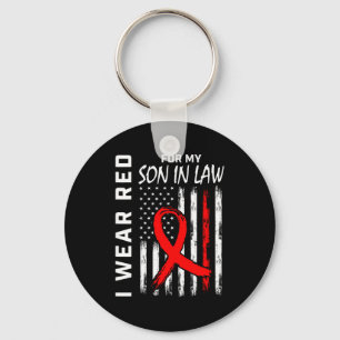 Red Ribbon For My Son In Law Heart Disease Awarene Key Ring