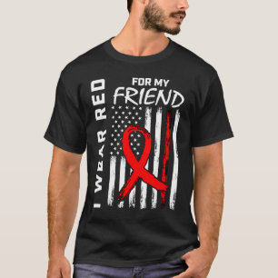 Red Ribbon Friend Heart Disease Awareness American T-Shirt