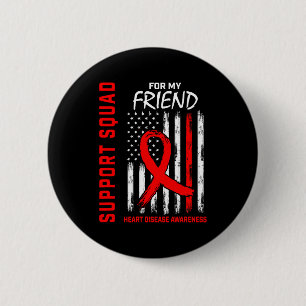 Red Ribbon Friend Heart Disease Awareness Flag Bac 6 Cm Round Badge