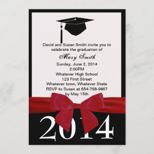 Red Ribbon Graduation Invitation