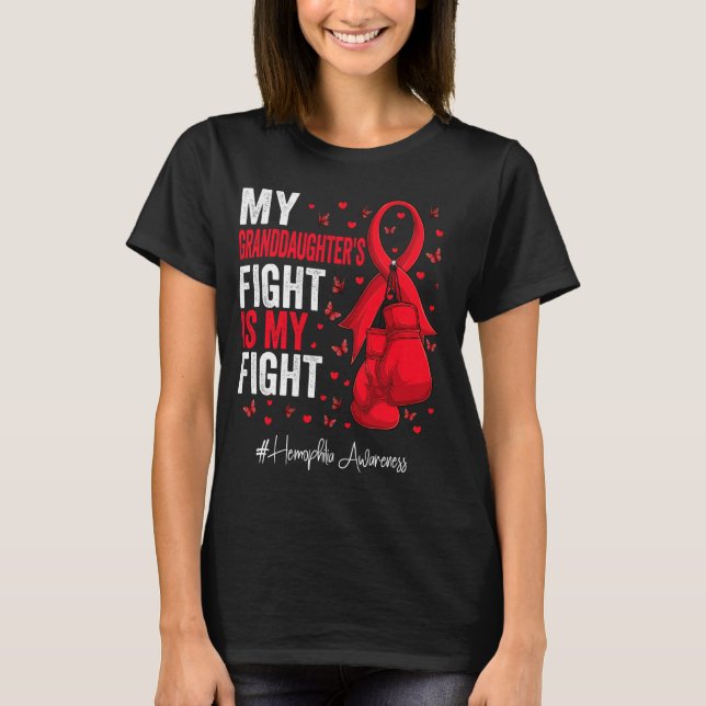 Red Ribbon Granddaughter Haemophilia Awareness T-Shirt (Front)