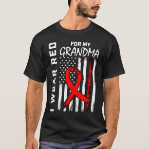Red Ribbon Grandma Heart Disease Awareness America T-Shirt