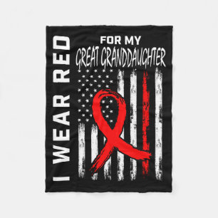 Red Ribbon Great Granddaughter Heart Disease Aware Fleece Blanket
