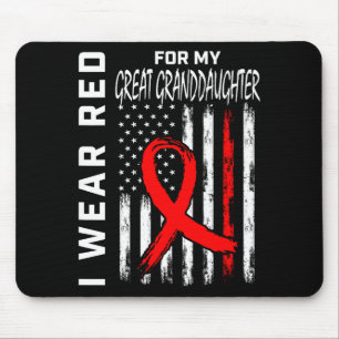 Red Ribbon Great Granddaughter Heart Disease Aware Mouse Mat