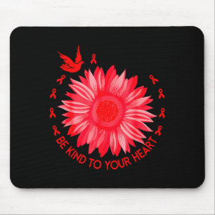 Red Ribbon Heart Disease Awareness Gifts Heart Hea Mouse Mat