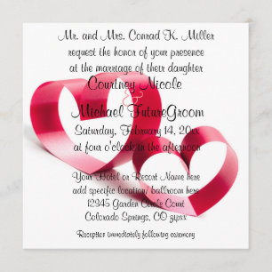 Red Ribbon Hearts Invitation