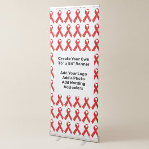 Red ribbon HIV Aids awareness DIY Retractable Banner