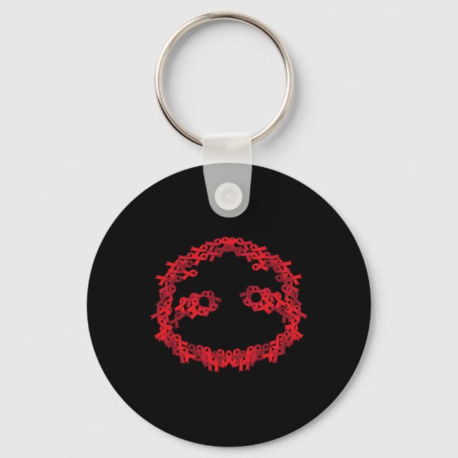 Red Ribbon HIV Aids Brain Aneurysm Sloth Cool Awar Key Ring (Front)