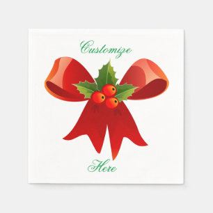Red Ribbon Holly  Thunder_Cove Napkin