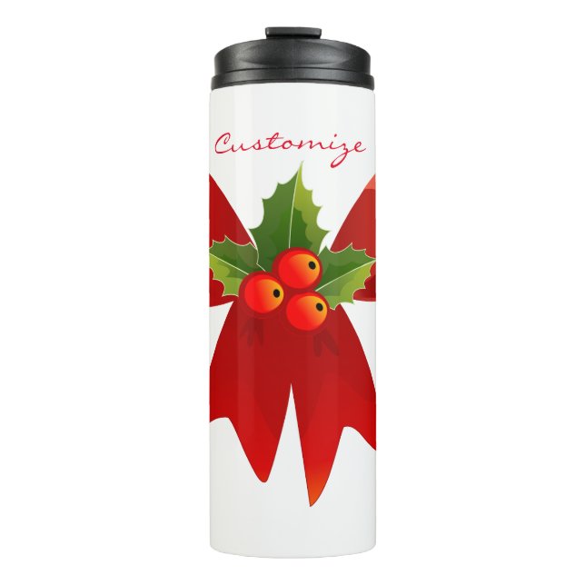 Red Ribbon Holly  Thunder_Cove Thermal Tumbler (Front)