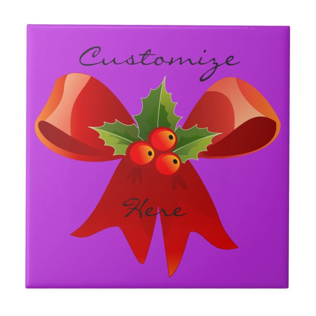 Red Ribbon Holly  Thunder_Cove Tile (Front)